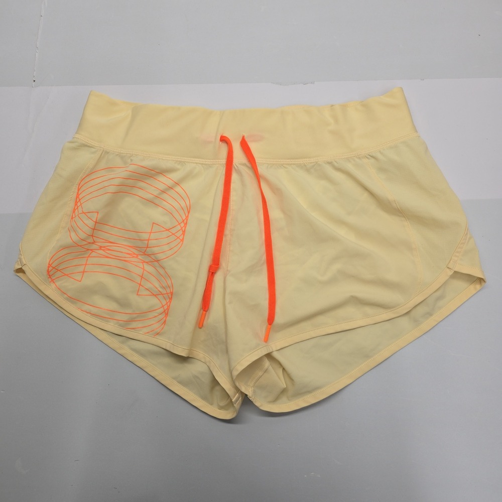 Under Armour HeatGear‎ Speedpocket Running Shorts Pale Yellow Orange Large